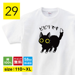 ビビる 猫tシャツ 猫 Tシャツ ねこTシャツ かわいい tシャツ 猫 グッズ 雑貨 ネコ柄 猫柄 服 ねこ柄 1枚目の画像