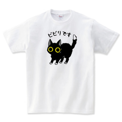 ビビる 猫tシャツ 猫 Tシャツ ねこTシャツ かわいい tシャツ 猫 グッズ 雑貨 ネコ柄 猫柄 服 ねこ柄 4枚目の画像
