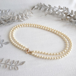 ホワイトパールネックレス 約57cm ビジューマンテル 2連パールネックレス［creema 限定サイズ57cm］結婚