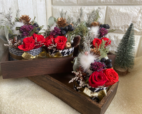 ハンドメイド❣️クリスマスアレンジ❣️ツリー、ケーキプリザーブド