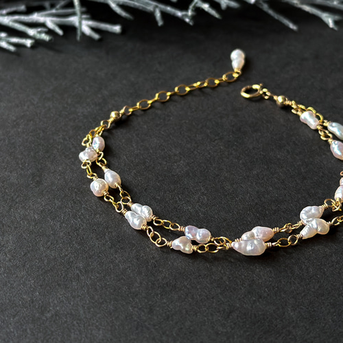 クロムダイオプサイトと天然翡翠の2連ブレスレット14kgf