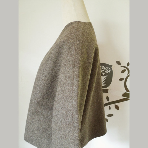 bighug 縮絨Burel羽織りジャケット○ブラウンベージュ コート holy  