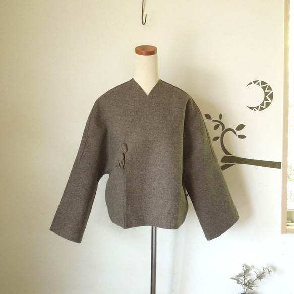 bighug 縮絨Burel羽織りジャケット○ブラウンベージュ - その他 