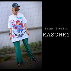 【オールシーズン着用可❥】1点物ペイントオーバーTシャツ/MASONRY【ユニセックス】 4枚目の画像