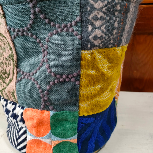 ミナペルホネンハギレのパッチワーク冬物バケツトートbag