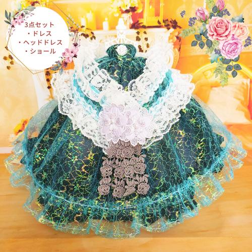 ジェニー 宝石を散りばめたようなドレス ハンドメイド服 ドール