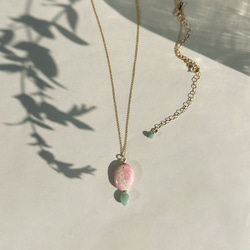 Soleil Levant / Pink oparl＋Emerald Necklace（14Kgf） 1枚目の画像