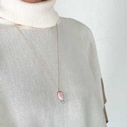 Soleil Levant / Pink oparl＋Emerald Necklace（14Kgf） 6枚目の画像