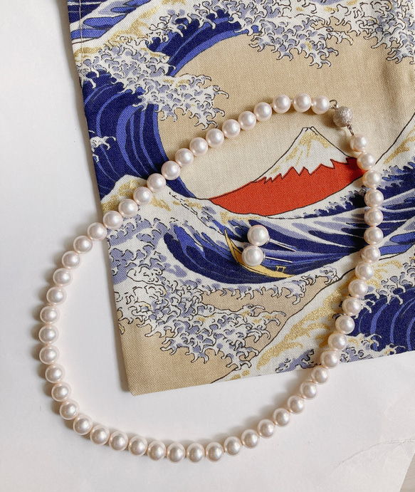 あと１名様限定！最高品質　国産花珠貝パール　8㎜　お得な2点セット　ネックレスとピアス　シルバーS V９25 4枚目の画像
