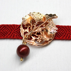 ●帯留/帯留め 銀杏 red 5枚目の画像