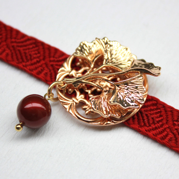 ●帯留/帯留め 銀杏 red 7枚目の画像