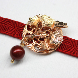 ●帯留/帯留め 銀杏 red 6枚目の画像