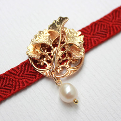 ●帯留/帯留め 銀杏 pearl 3枚目の画像