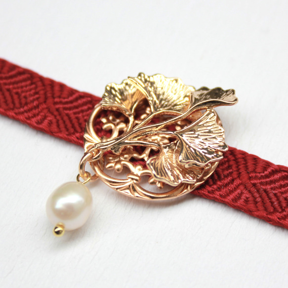 ●帯留/帯留め 銀杏 pearl 7枚目の画像