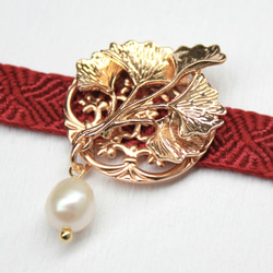 ●帯留/帯留め 銀杏 pearl 6枚目の画像