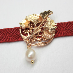 ●帯留/帯留め 銀杏 pearl 1枚目の画像