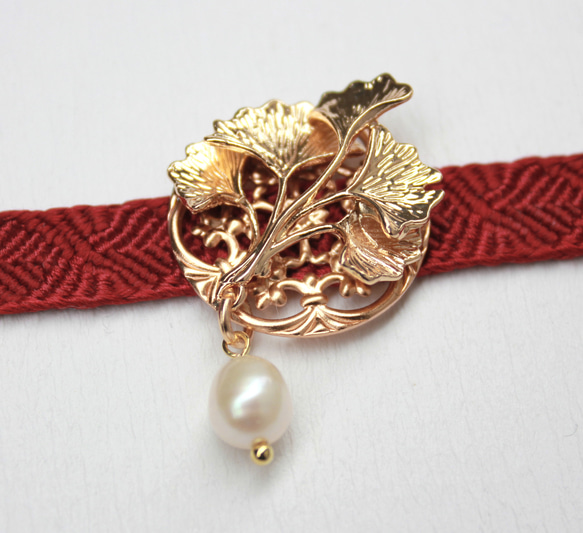 ●帯留/帯留め 銀杏 pearl 1枚目の画像