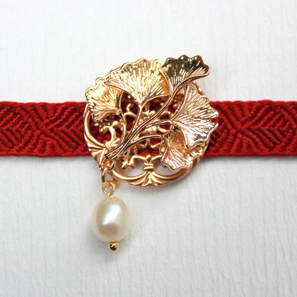 ●帯留/帯留め 銀杏 pearl 5枚目の画像