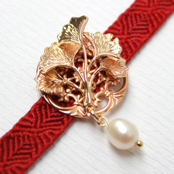 ●帯留/帯留め 銀杏 pearl 2枚目の画像