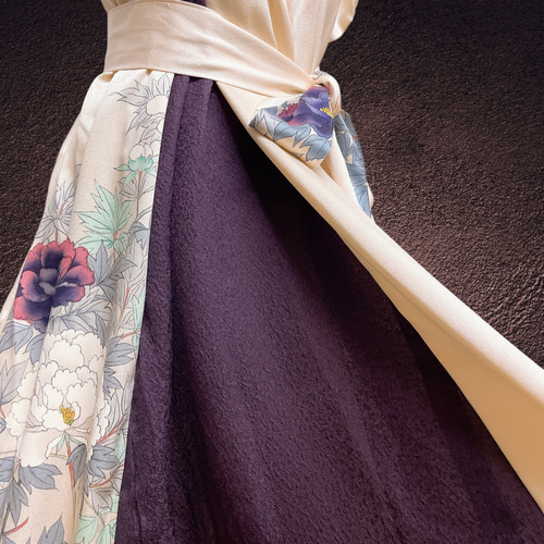 正絹ピンク 品格ワンピ 差し色ギャザーワンピース フォーマル 着物 