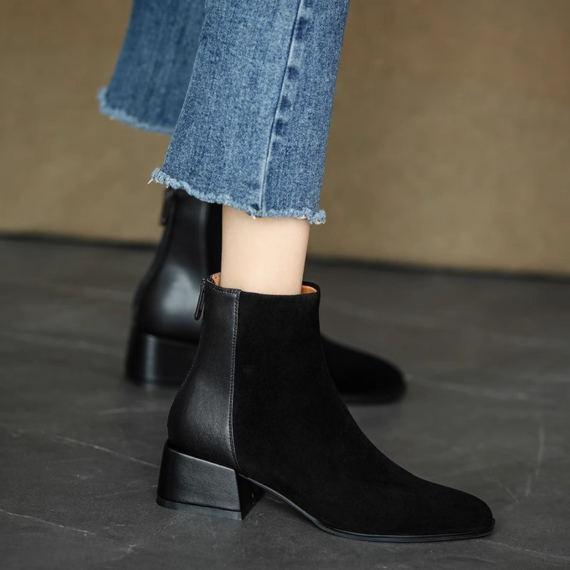 切り替え ショートブーツ 履きやすい 大人 上品 お洒落 かっこいい エレガント 柔らか 伸縮 低反発 本革 木目調