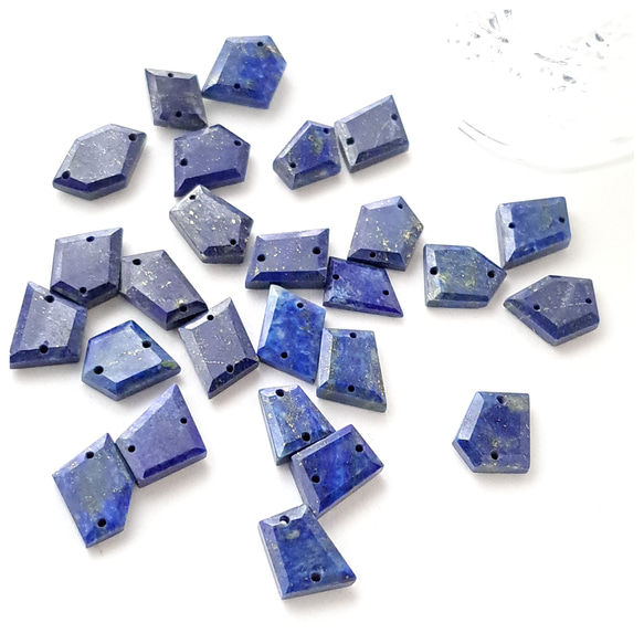 ラピスラズリ ﾗﾌｽﾗｲｽｶｯﾄ ﾀﾞﾌﾞﾙﾎｰﾙ 2個 天然石 ☆buchuchu☆ 通販  