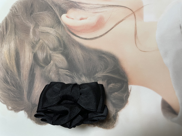 バンスクリップ ブラック 大人 リボン ヘアアクセサリー ヘア 上品 黒 12枚目の画像