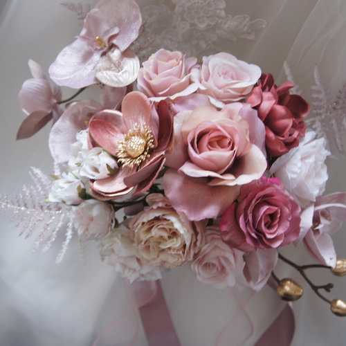 pink gold 【ブーケ・結婚式・ウェディング・前撮り・冬ブーケ・春