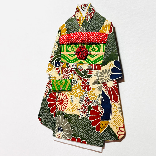 着物のポチ袋625 QUOカードサイズ 小菊 かのこ ぽち袋・お年玉袋 着物