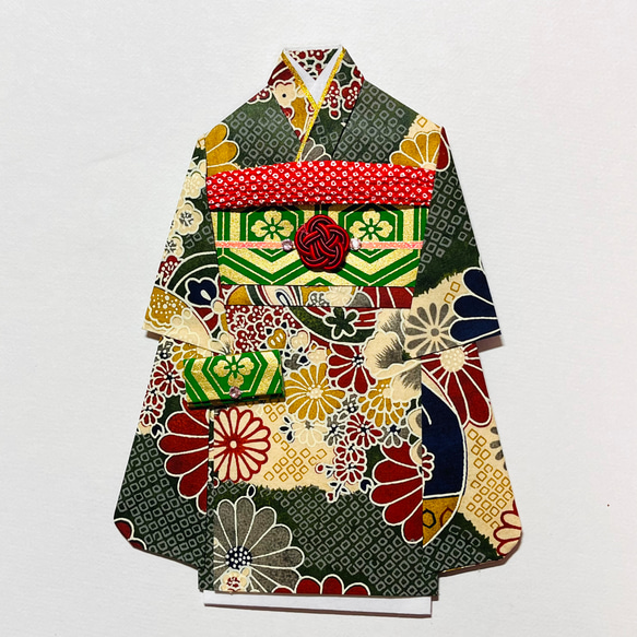 着物のポチ袋625 QUOカードサイズ 小菊 かのこ ぽち袋・お年玉袋 着物