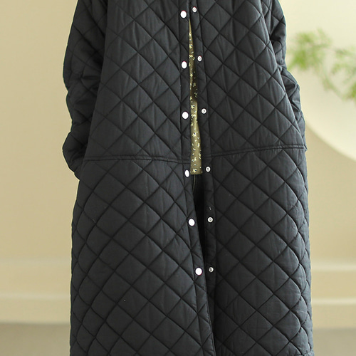 L チャムス 防寒キルティング 中綿 両面ノーカラー ナイロンジャケット GN チャムス L 防寒キルティング 中綿 両面ノーカラー ナイロンジャケット