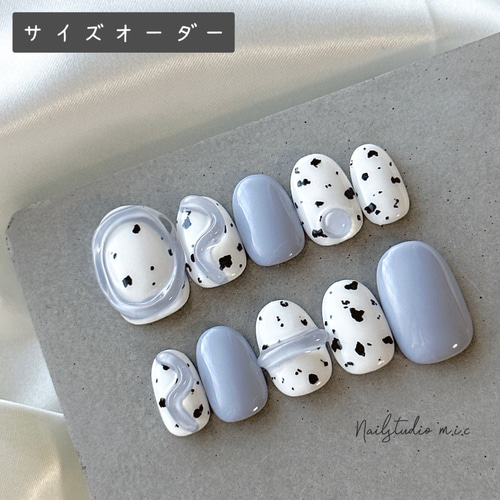 ネイルチップ サイズオーダー 韓国 ポップ ニュアンス ぷっくり  