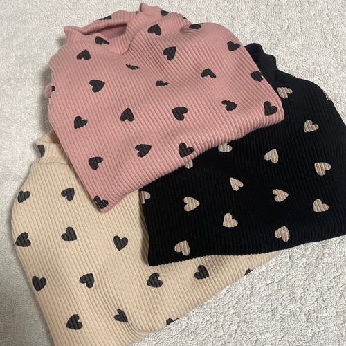犬服 ハート柄リブニット ロンパース DS ハンドメイド
