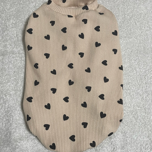 犬服！ハート柄リブニット 袖なし アイボリー⭐︎XS.S.M.DXS.DS