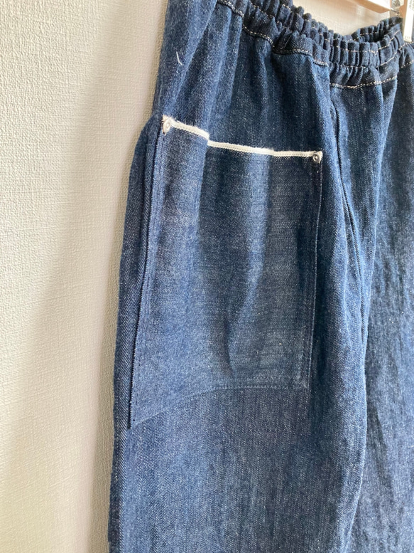 即納　岡山デニム　国産デニム　上質　セルビッジデニム　パンツ　コットン　天然素材　綿　デニムパンツ　総ゴム　ゴムパンツ　 3枚目の画像