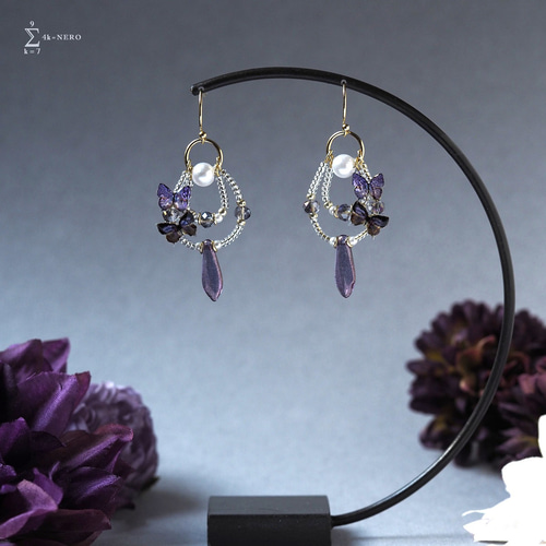 ペイントビーズ♡ マーメイド 樹脂薔薇 ピアス/イヤリング