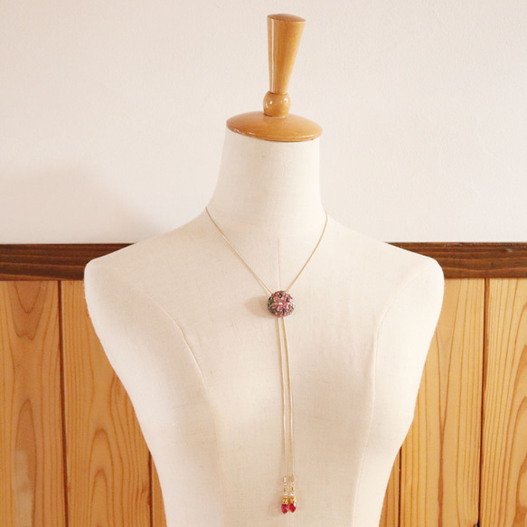 冷櫻花環領帶項鍊套索款式（中紅） 第6張的照片