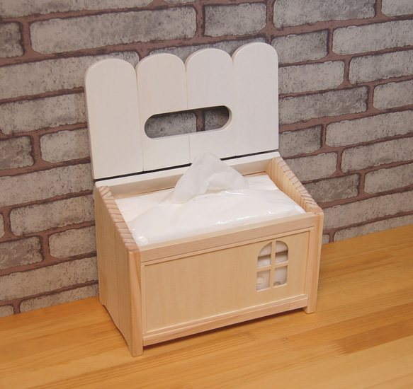 お家型ティッシュケース◆袋タイプティッシュ専用◆箱なしティッシュをおしゃれに・・・ 2枚目の画像