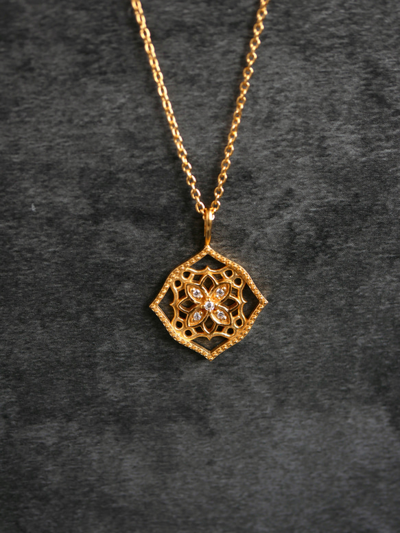 SV925  0044 watermark flower necklace 4枚目の画像