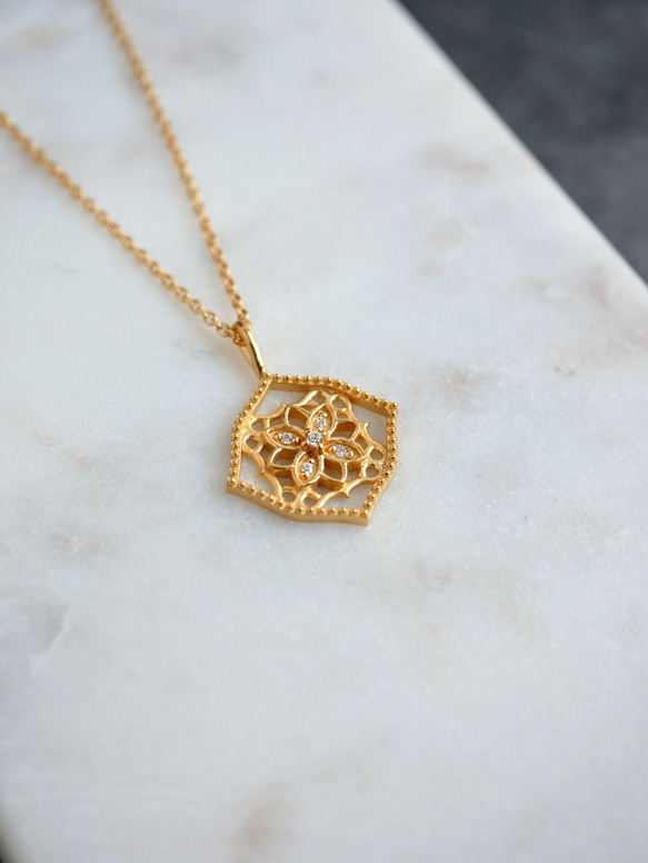 SV925  0044 watermark flower necklace 3枚目の画像