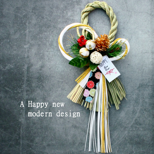 新作割＞ 水引スタイリッシュお正月本しめ縄飾りリース しめ縄