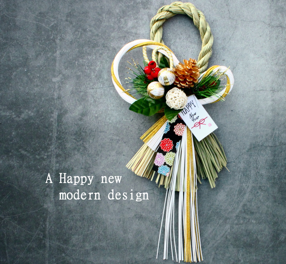 新作割＞ 水引スタイリッシュお正月本しめ縄飾りリース しめ縄