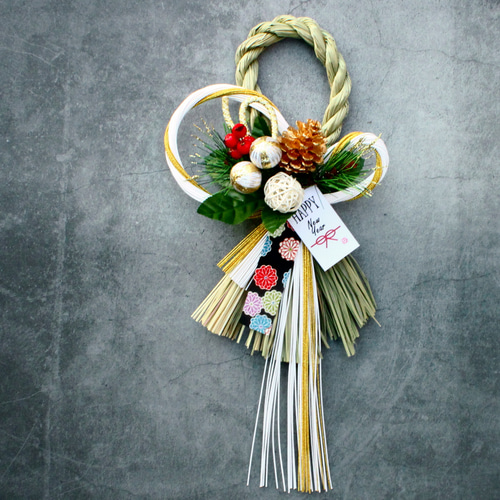 新作割＞ 水引スタイリッシュお正月本しめ縄飾りリース しめ縄