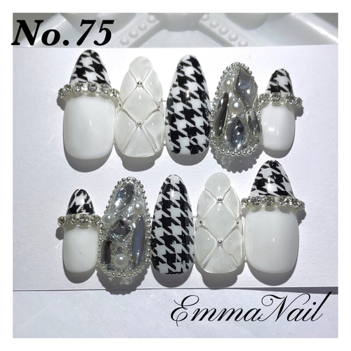 ネイルチップ ツイード キルティング 白 韓国 オーダーネイル フルオーダー ネイルチップ ツイード キルティング 白 韓国 オーダーネイル フル