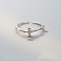 シルバー925　細め　華奢　クロス　ジュルコニア　リング　指輪　silver925 フリーサイズ　大きさ調整可能 4枚目の画像