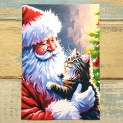 【クリスマスカード】Santa and a Cat 1枚目の画像