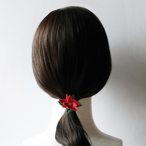 ひまうい ポインセチアツリーハンドメイドレジンヘアゴムポニーフック152 ひまうい ポインセチアツリーハンドメイドレジンヘアゴムポニー