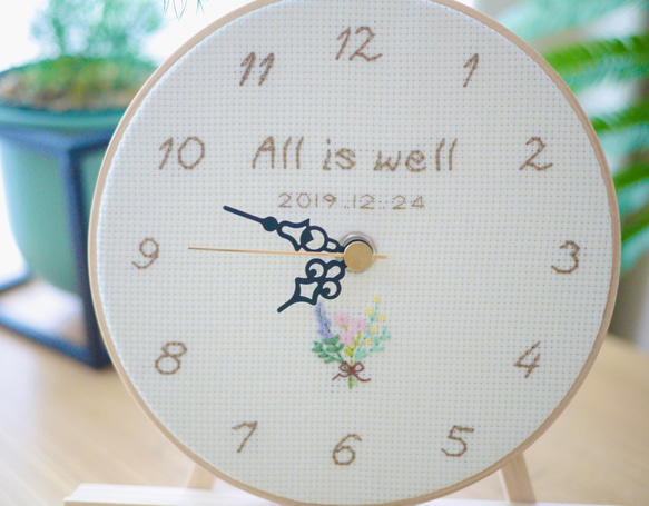 フラワーブーケ　刺繍時計　　オーダーメイド 3枚目の画像