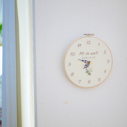 フラワーブーケ 刺繍時計 オーダーメイド 掛け時計・置き時計 Sanny's