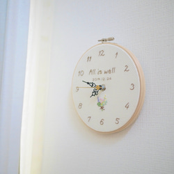 フラワーブーケ 刺繍時計 オーダーメイド 掛け時計・置き時計